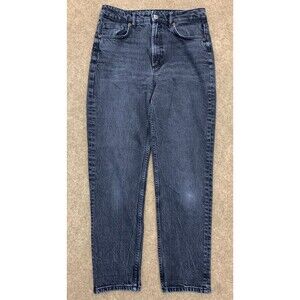 Zara Jeans Womens 8 High-Rise Barrel Mom Tapered Pre-Washed Black Stretch Denim